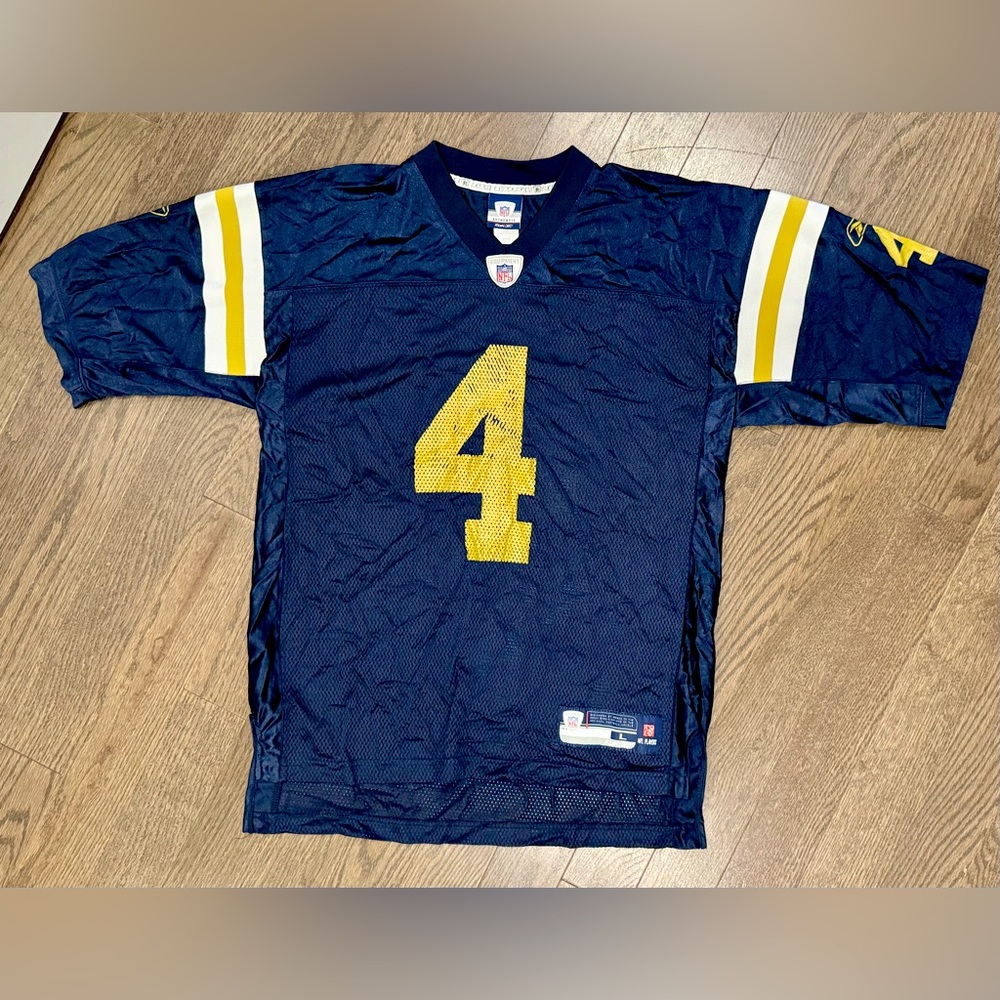 Brett Favre New York Jets #4 Reebok Throwback NFL Jersey - Blue & Gold -  Sz. L